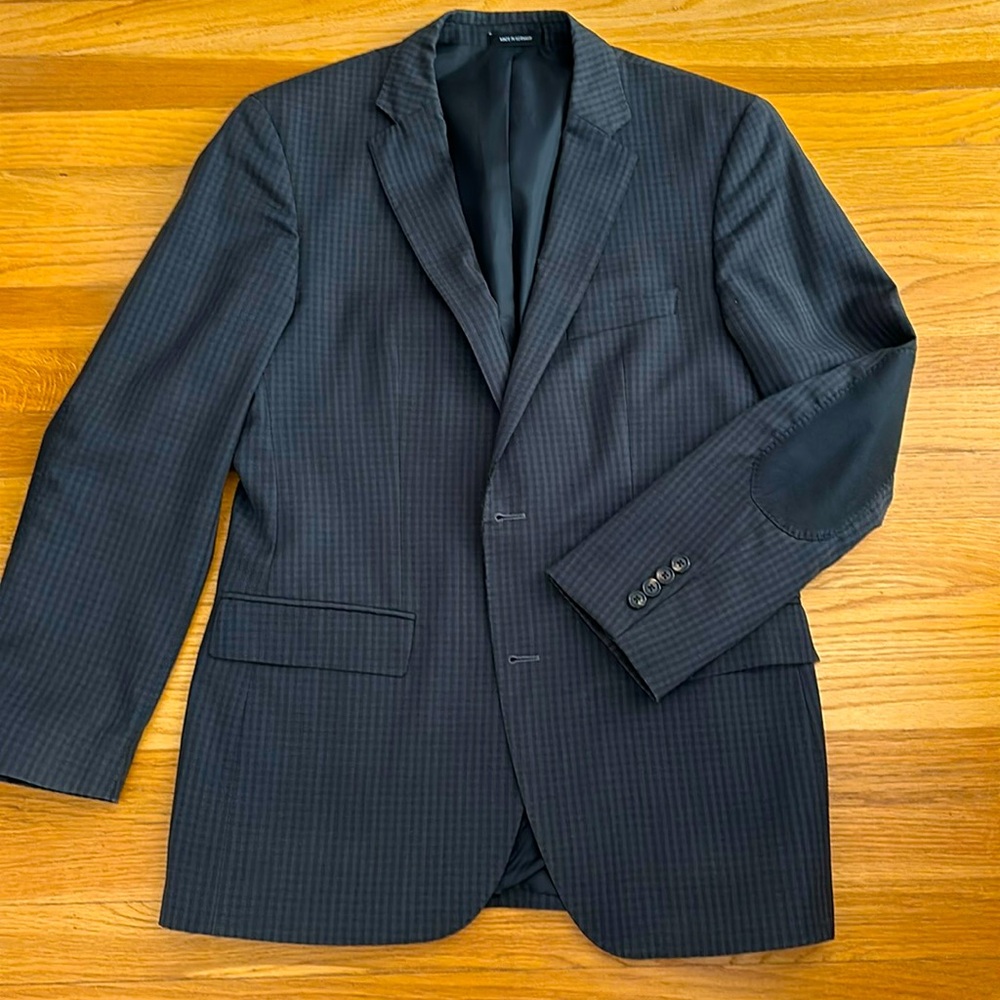 Boss plaid wool sport jacket in grey/black check